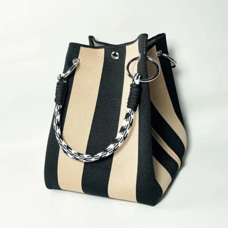 👜New arrival 40% OFF!🌊Striped Knit Bucket Bag – Handwoven, Rope Handle, Spacious ✨