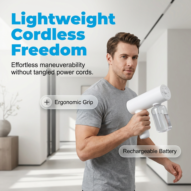 🔫 50% OFF NOW!✨ Cordless Nano Atomizer Disinfectant Gun – Blue Light & 3 Gears – Multi-Surface Sprayer 🛡️