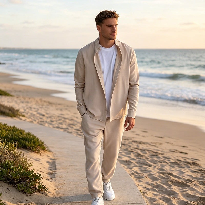 👔New arrival 50% OFF!💼Men's Stand Collar Shirt & Pants Set