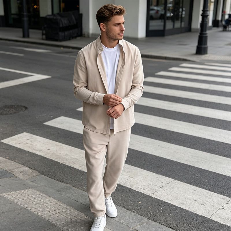👔New arrival 50% OFF!💼Men's Stand Collar Shirt & Pants Set