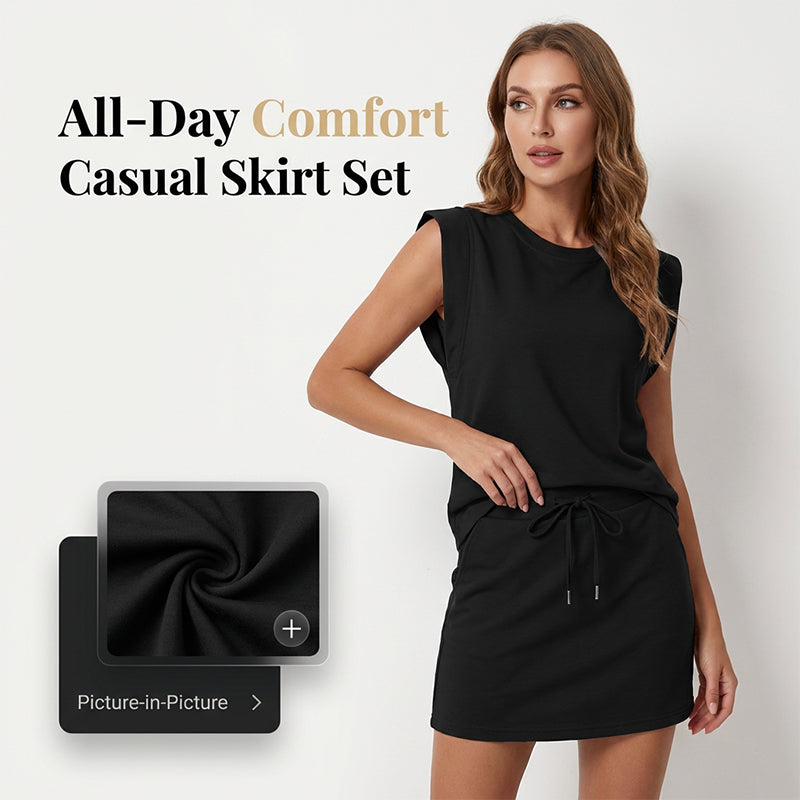 🌊SUMMER HOT SALE 50% OFF 💖Modern Sleeveless Top and Drawstring Skirt Outfit Set