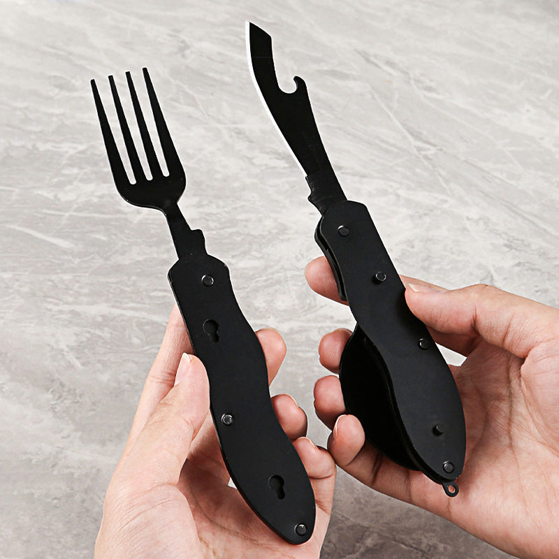 🍴 LIMITED-TIME 50% OFF! ✨ 4-in-1 Folding Tableware Set – Compact, Stainless Steel, Multi-Tool ⛰️