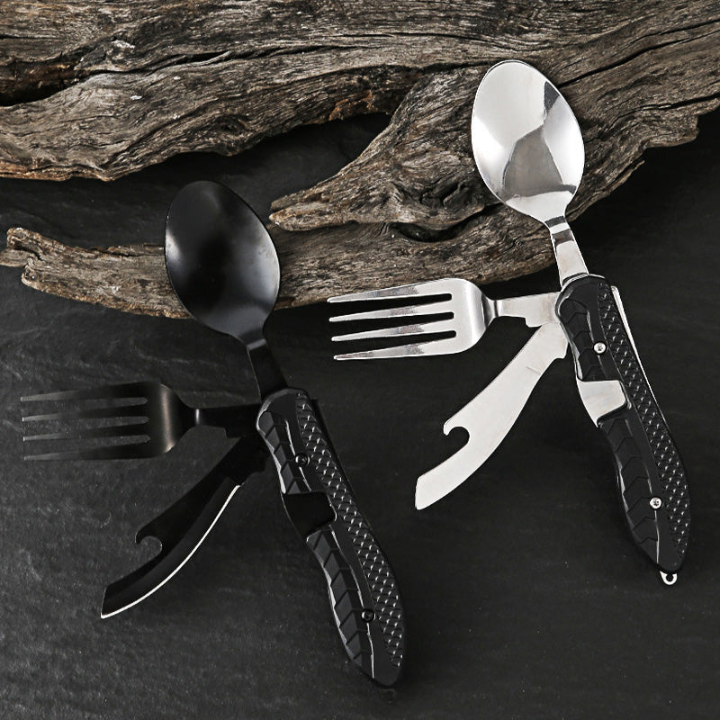 🍴 LIMITED-TIME 50% OFF! ✨ 4-in-1 Folding Tableware Set – Compact, Stainless Steel, Multi-Tool ⛰️
