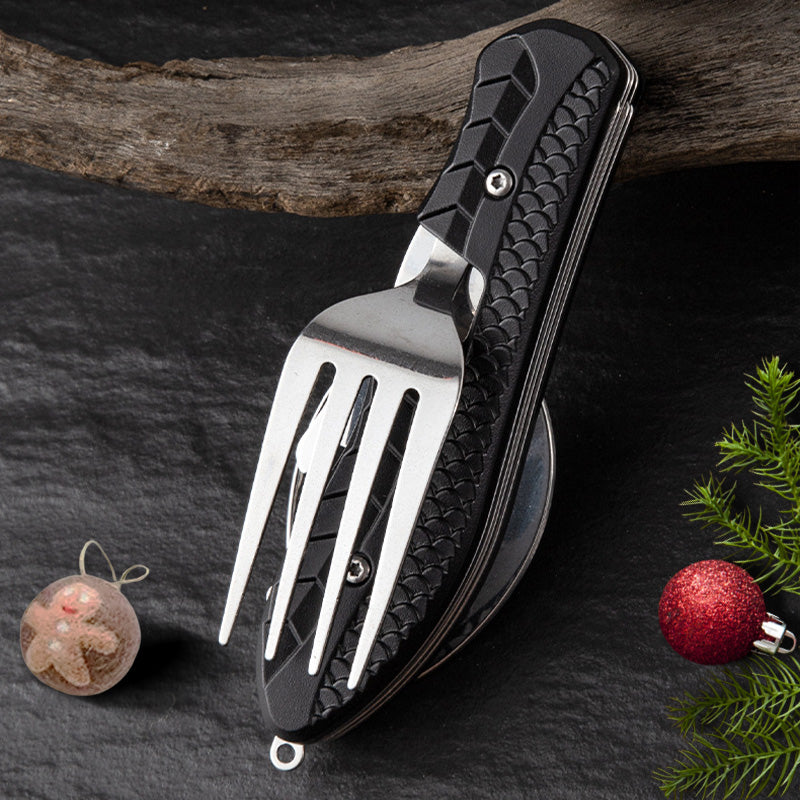 🍴 LIMITED-TIME 50% OFF! ✨ 4-in-1 Folding Tableware Set – Compact, Stainless Steel, Multi-Tool ⛰️