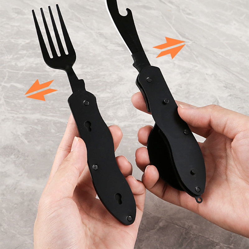 🍴 LIMITED-TIME 50% OFF! ✨ 4-in-1 Folding Tableware Set – Compact, Stainless Steel, Multi-Tool ⛰️