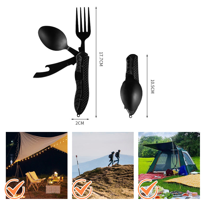🍴 LIMITED-TIME 50% OFF! ✨ 4-in-1 Folding Tableware Set – Compact, Stainless Steel, Multi-Tool ⛰️