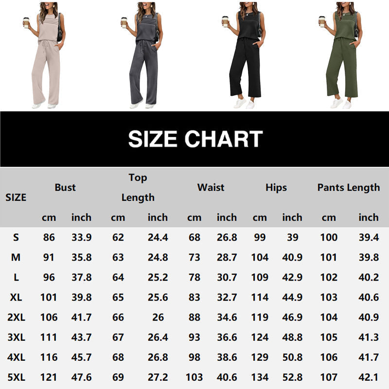 Sleeveless women's top and trousers with drawstring (set)