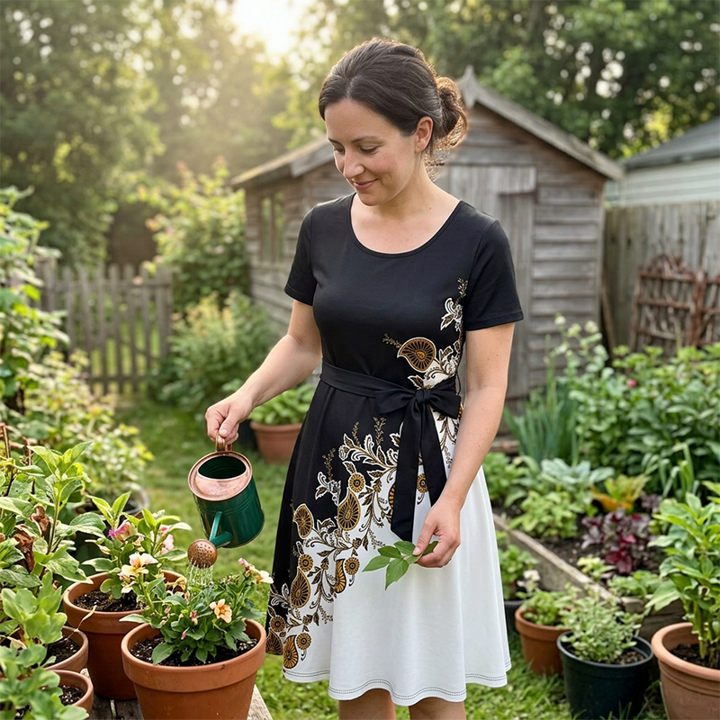 Women's floral print A-line dress
