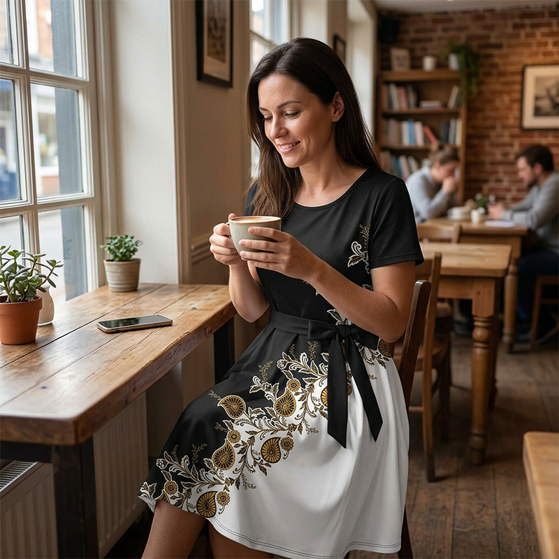 Women's floral print A-line dress