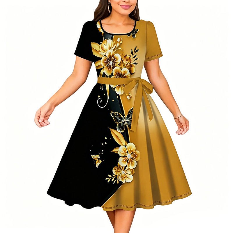Women's floral print A-line dress