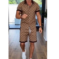 ☀️👕 Men's Printed 2-Piece Summer Set – Slim Fit Casual Top & Shorts Outfit