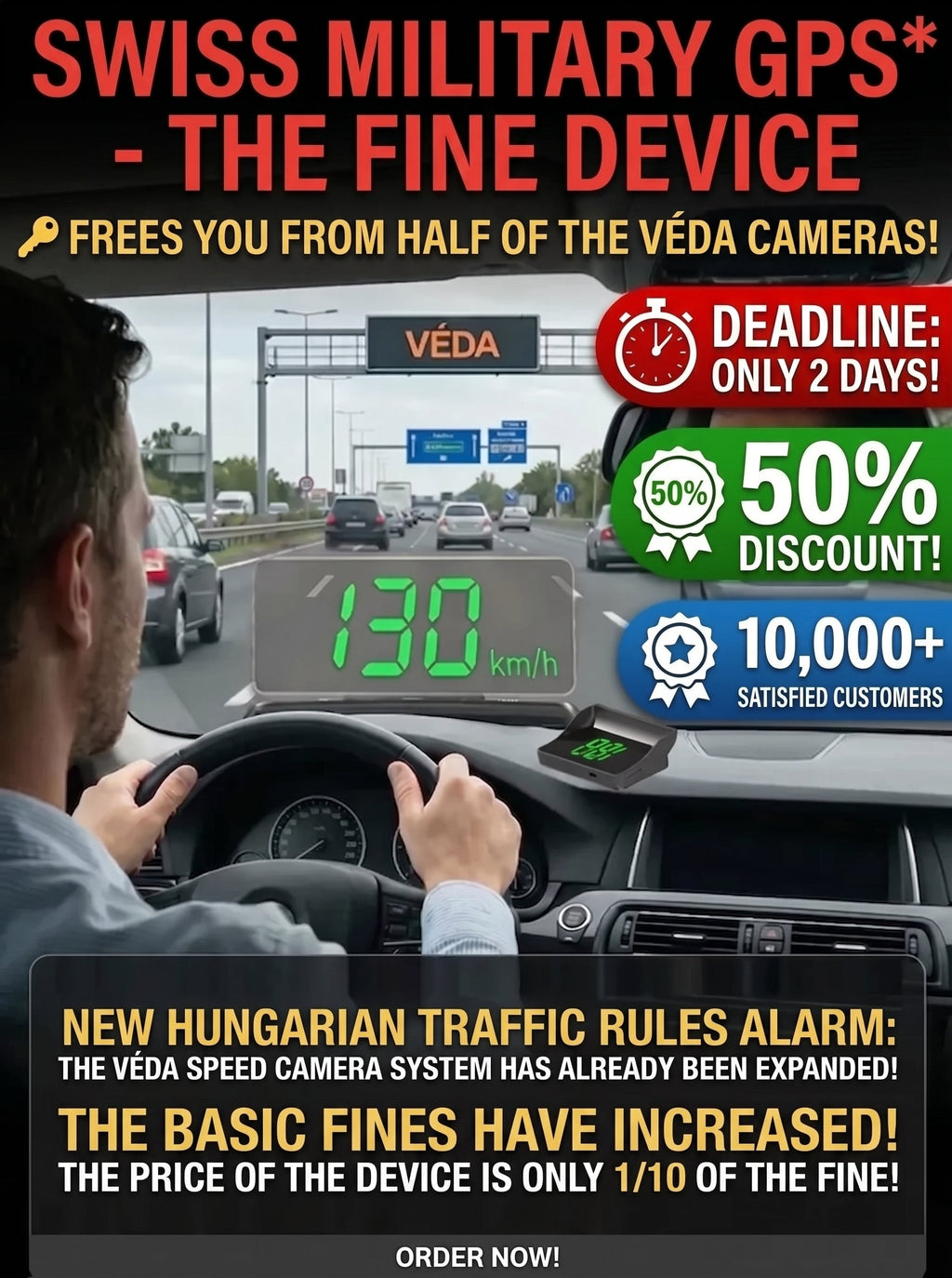 HUD Vehicle GPS Digital Speedometer