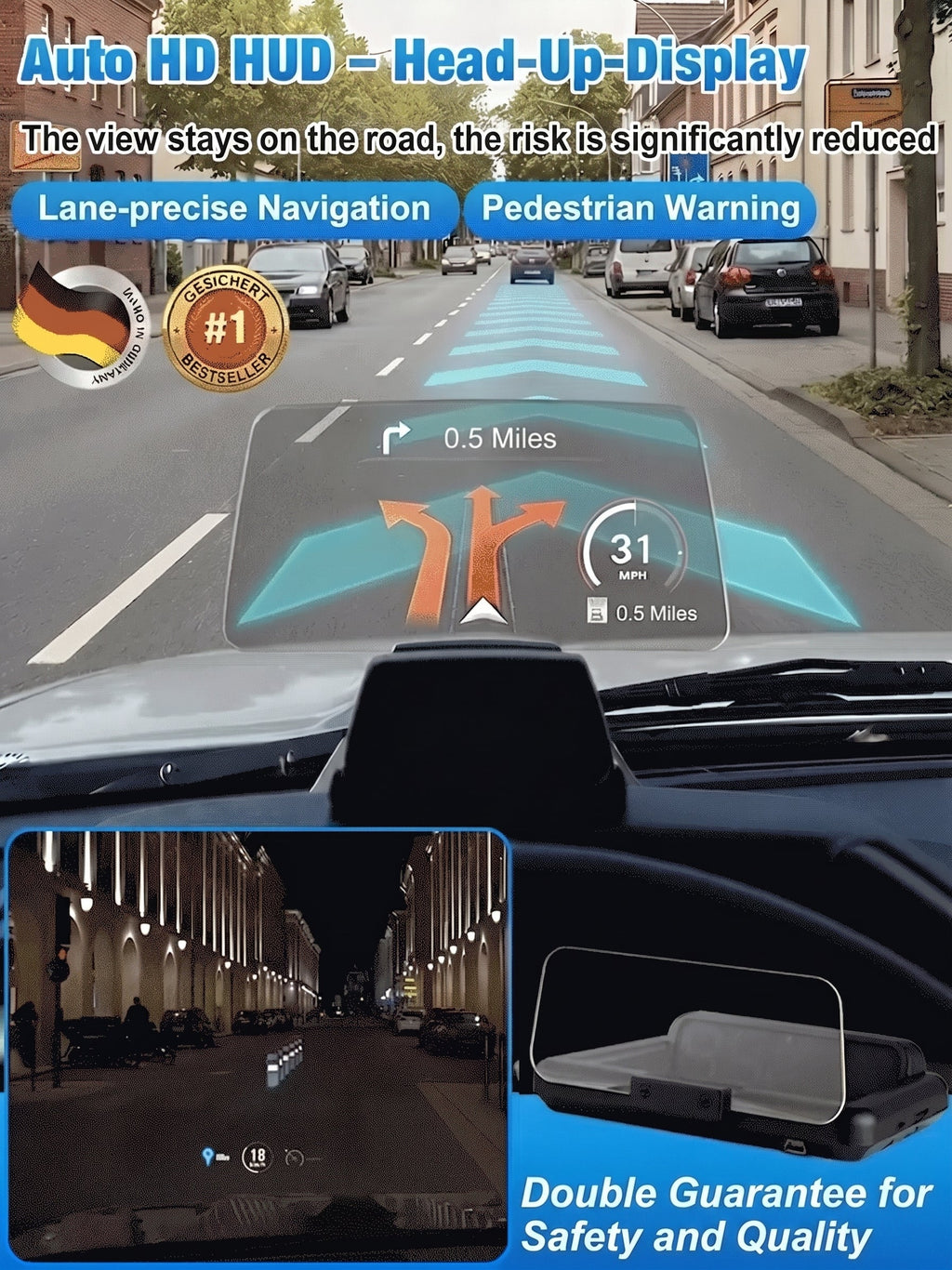 HUD Vehicle GPS Digital Speedometer