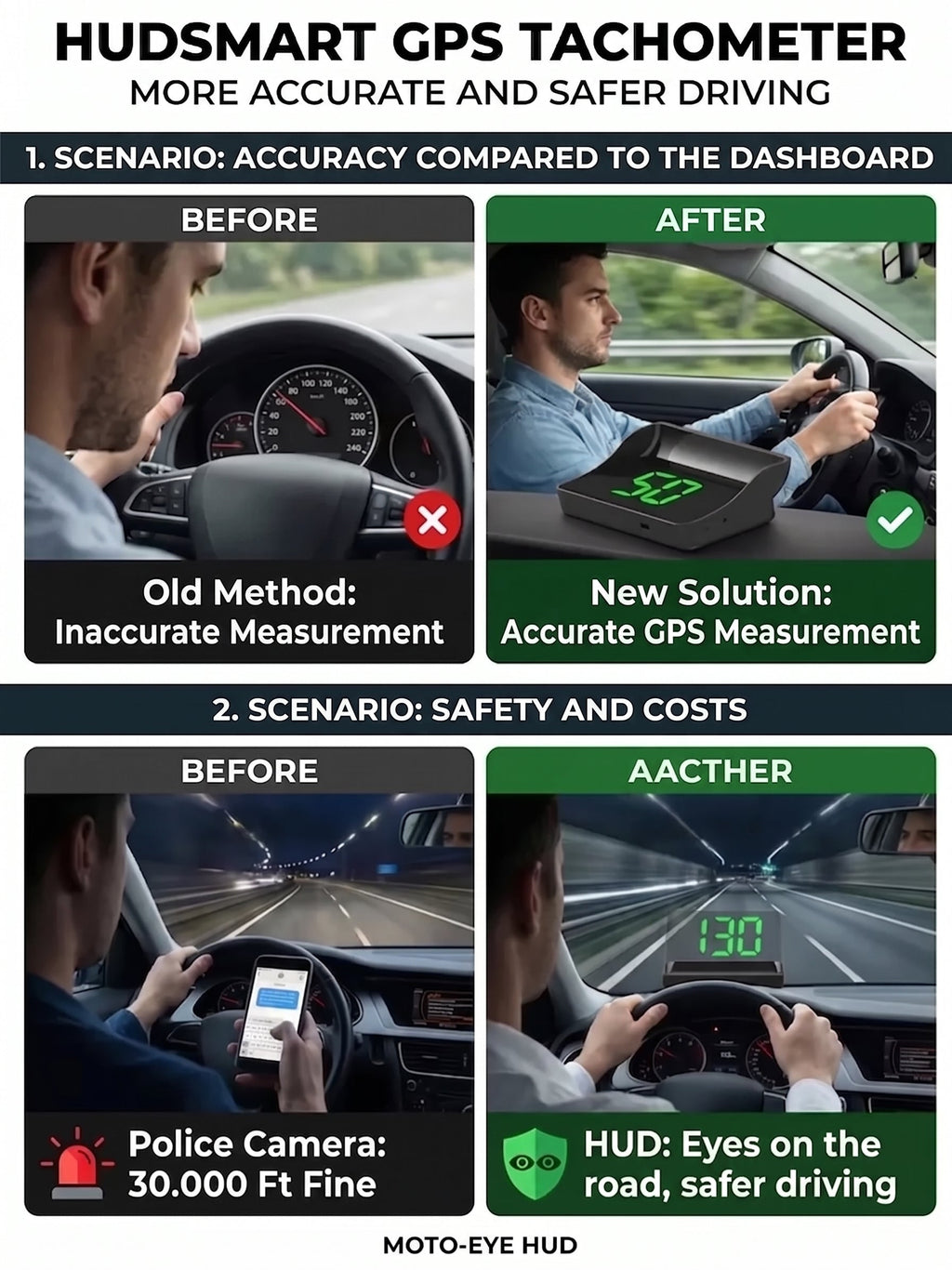HUD Vehicle GPS Digital Speedometer
